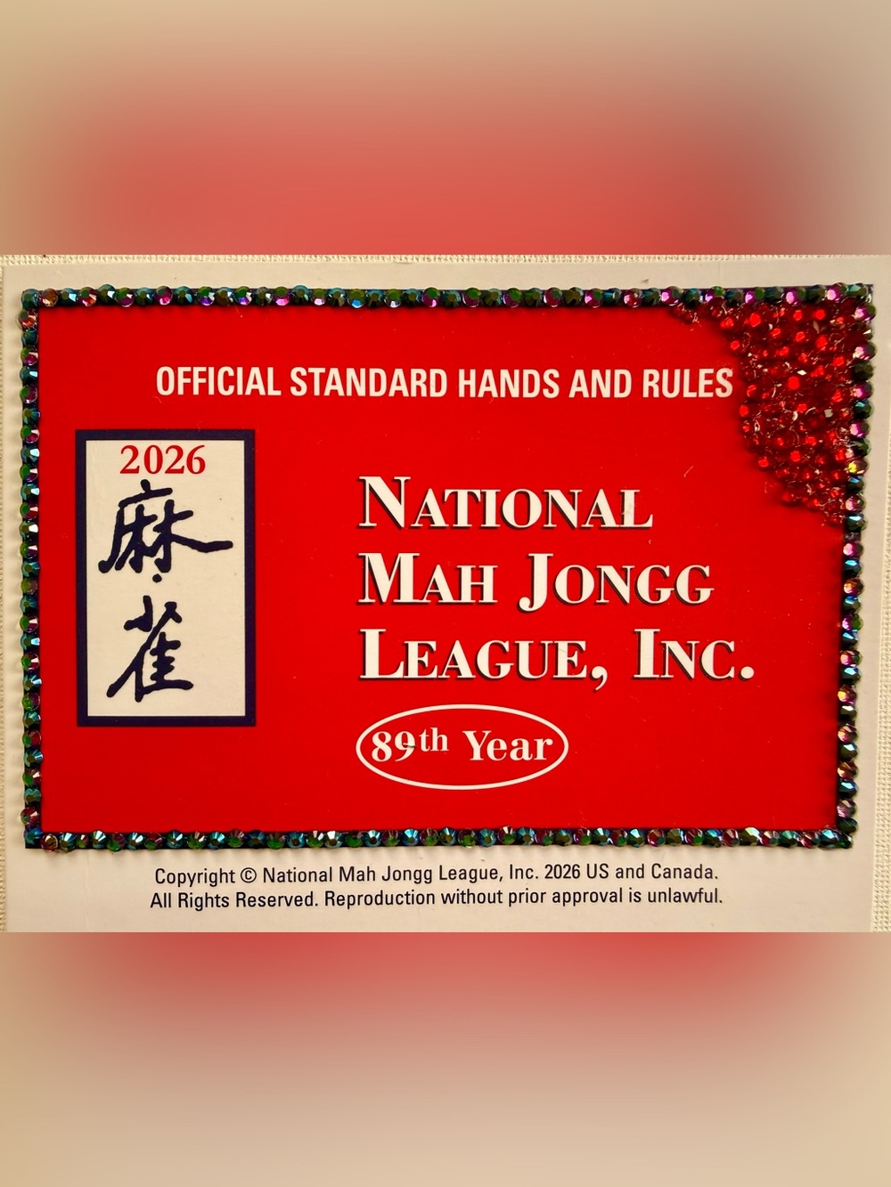 Bedazzled National Mah Jongg League 2026 Rules Card (regular size)